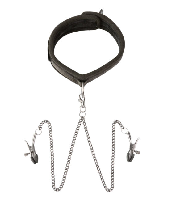 Sei Mio Twin Tweaks Velvet Collar with Nipple Clamps