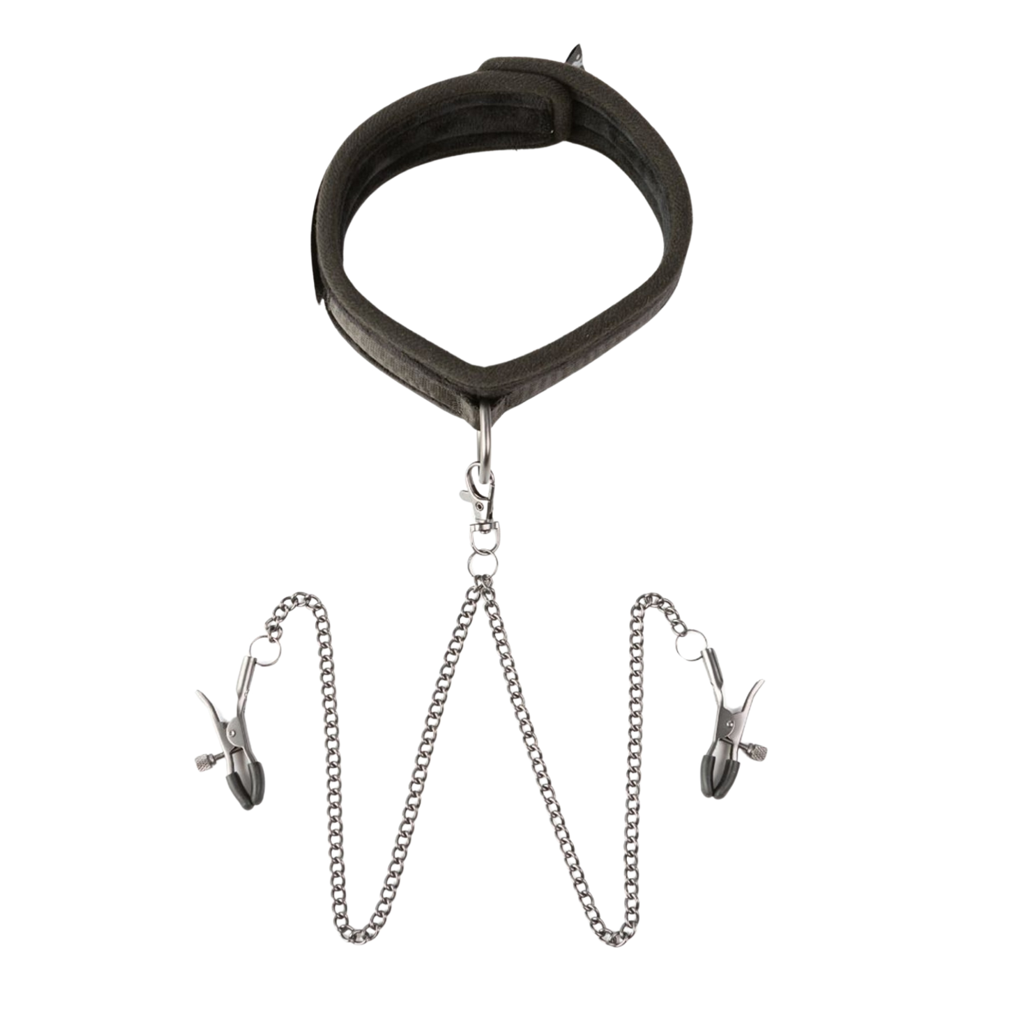 Sei Mio Twin Tweaks Velvet Collar with Nipple Clamps