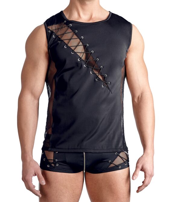 Svenjoyment Tank med Snøre       – Sort – 2XL