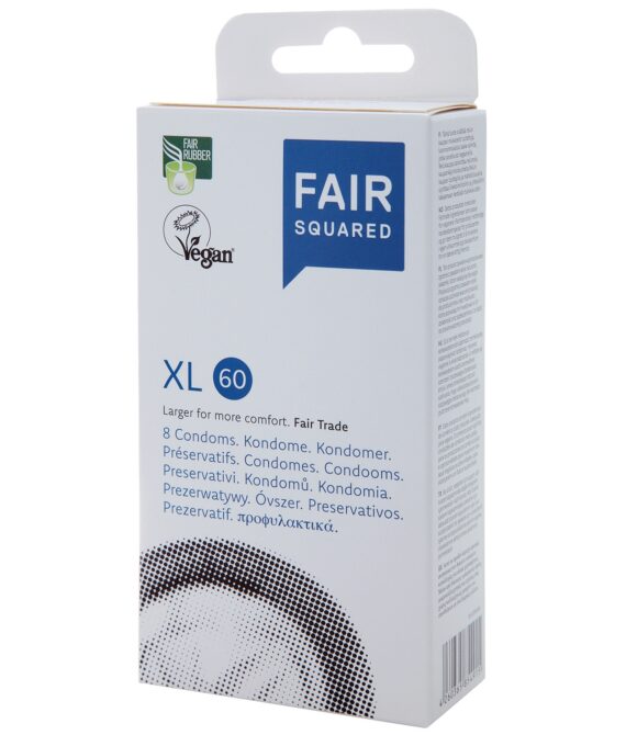 Fair Squared XL 60 Veganske Kondomer 8 stk    – Klar