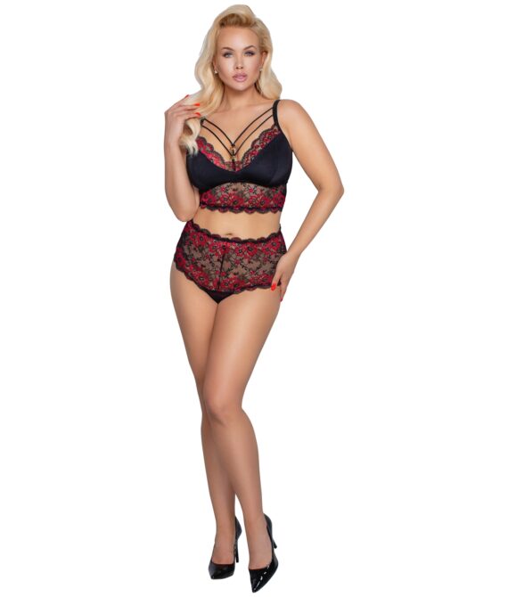 Cottelli Curves Rød Blonde BH Sæt Plus Size   – Sort – 3XL