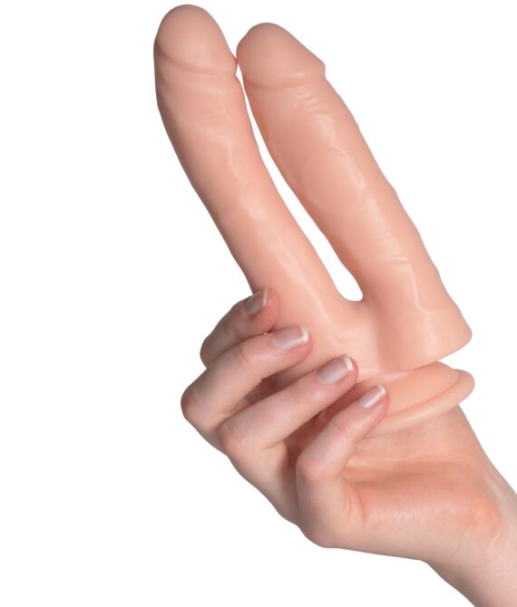 Willie City Realistik Dobbelt Dildo 18 cm     – Nude