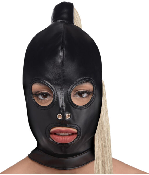 Strict Blonde Ponytail Bondagehætte       – Sort – One Size