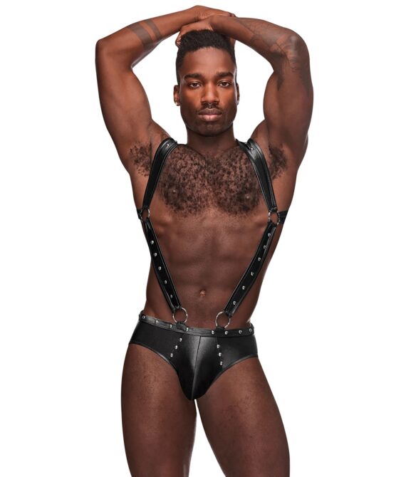 Male Power Fetish Uranus Jock Brief med Harness    – Sort – S/M